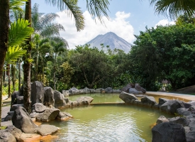 View of the Arenal Volcano from the Hot Spring Pools at the Arenal Paraiso Hotel