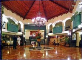 Lobby area of the Doubletree Cariari Hotel in San Jose, Costa Rica