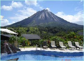 Arenal Volcano view from the Lavas Tacotal Hotel in Costa Rica