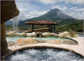 Pool view to the Volcano at Mountain Paradise in Costa Rica