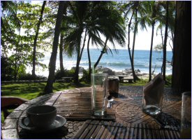 Beach view from the Ylang Ylang Hotel in Montezuma, Costa Rica