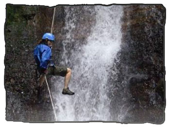 Rappelling the waterfall in Costa Rica