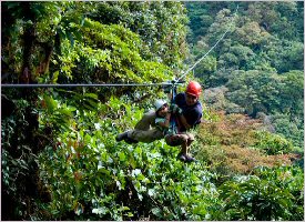 Kids are sent with guides on the zipline for their protecion