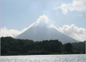 The Arenal Volcano seen from the Lake in Costa Rica
