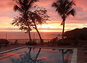 Sunset from the swimming pool at Coco Verde, Costa Rica