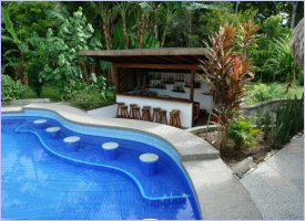 Swimming pool at the Suizo Loco Hotel in the Caribbean, Costa Rica
