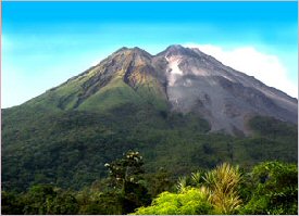 The green side and flow side of the Arenal Volcano