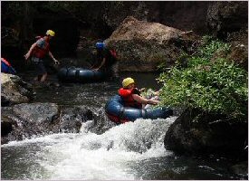 Tubing down the river in Costa Rica
