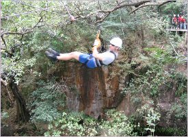 Our canopy tour takes you across a canyon in Costa Rica