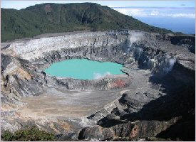 The crater of the Poas Volcano in Costa Rica