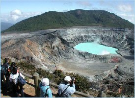 View of the crater of the Poas Volcano in Costa Rica