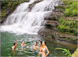 Enjoying the waterfalls in Costa Rica